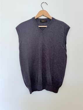 Men’s Dark Purle V-Neck Merino Sweater Vest